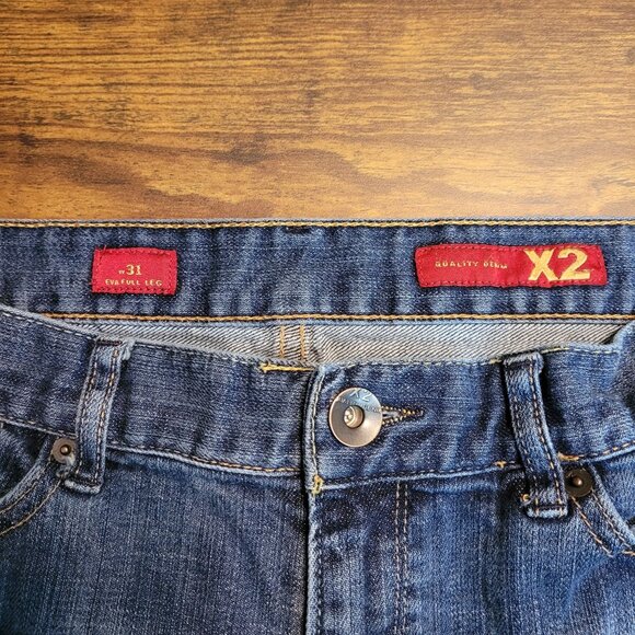 Express X2 Jeans 8 L Eva Full Leg Flare Low Rise Medium Wash Stretch Y2K - Picture 4 of 12